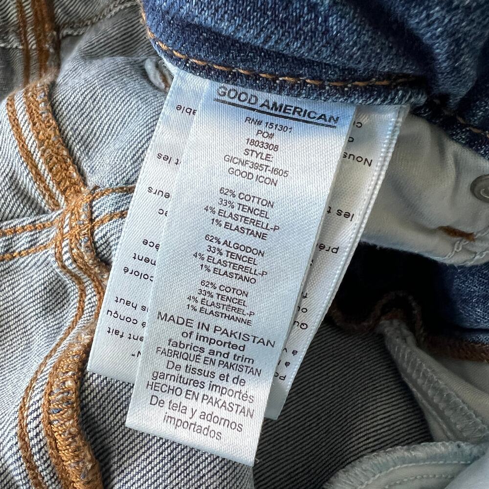 Good American Good Icon Jeans Dark Blue High Rise Sz 10/30 Straight Leg Stretch - Picture 10 of 11